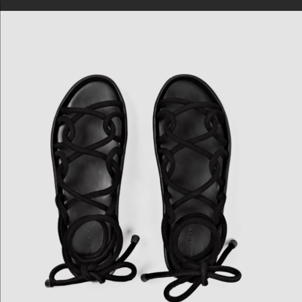 All Saints Black Lace-Up Sandals